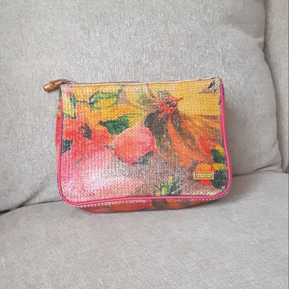 Stephanie Johnson Multi Color Print Straw Clutch - image 1